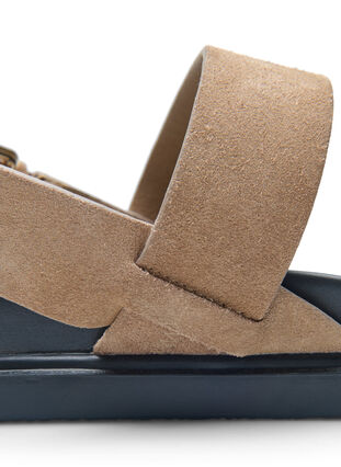 Szerokie sandaly zamszowe, Brown, Model image number 0