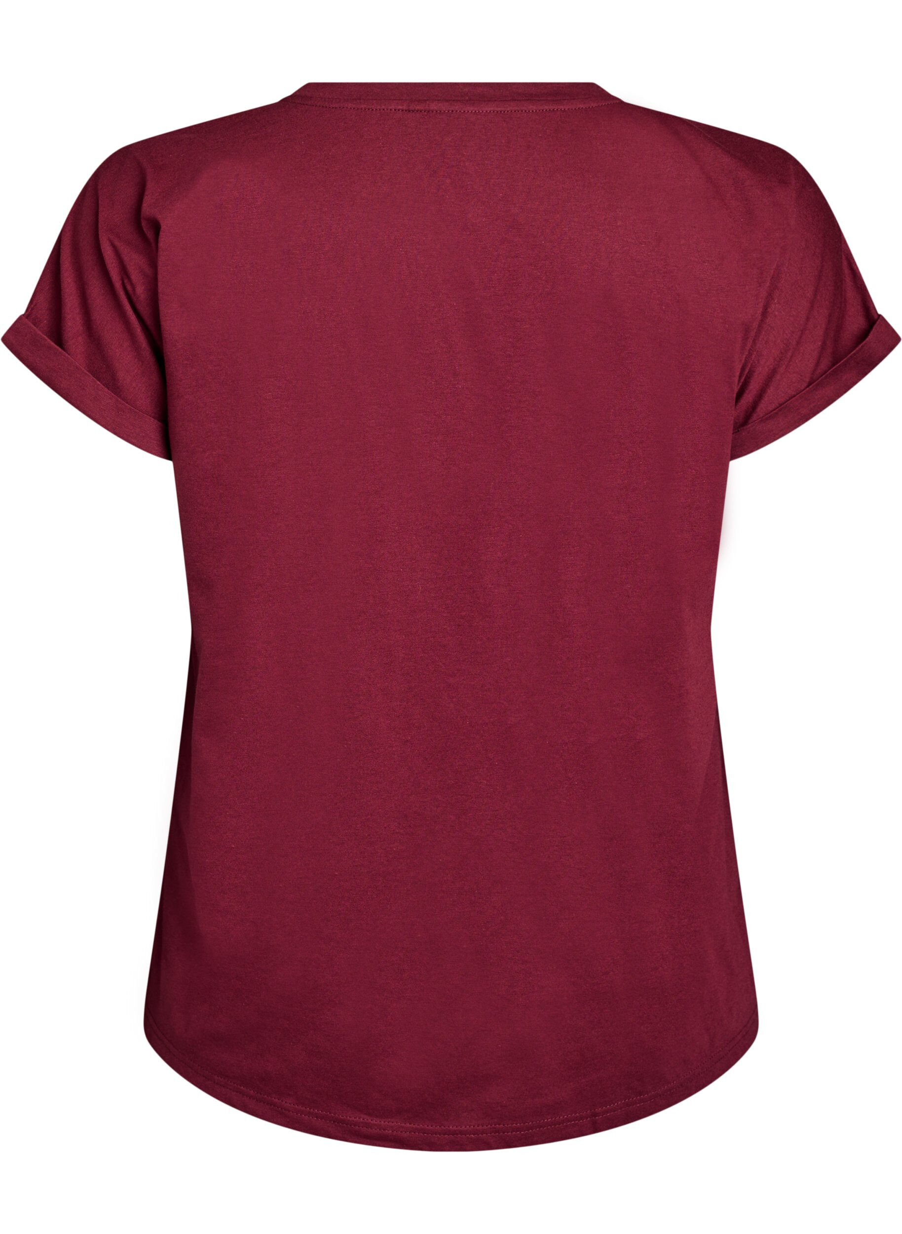 ZizziT-shirt z kr&oacute;tkim rekawem z mieszanki bawelny, Ciemnobordowy, Packshot image number 1
