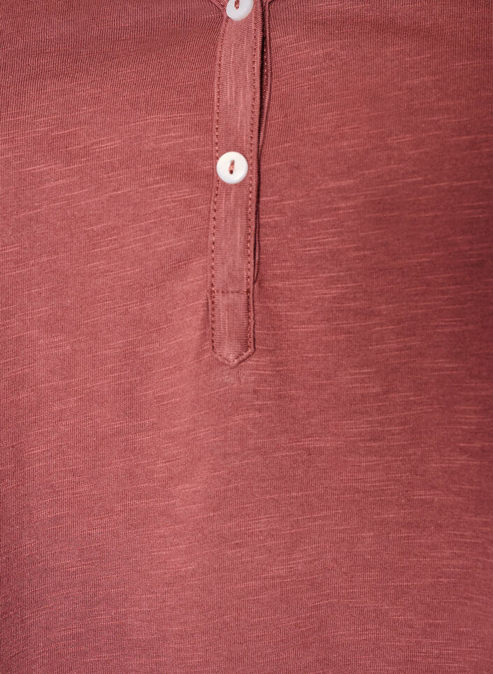 T-shirt z guzikami, Brązowy, Packshot image number 2