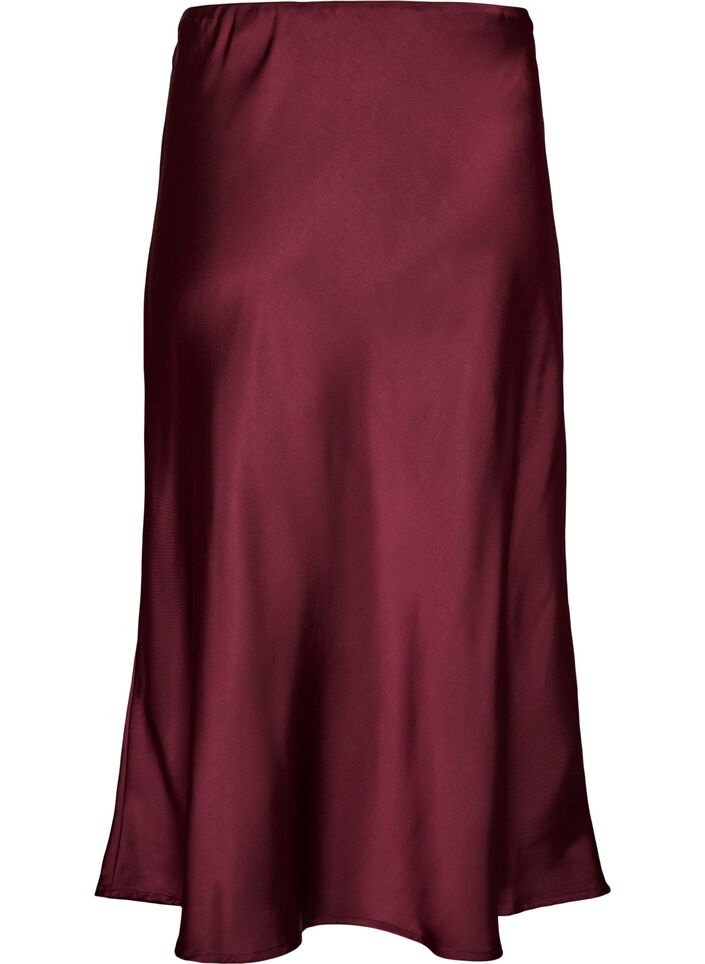 Satynowa sp&oacute;dnica midi, Czerwony, Packshot image number 1