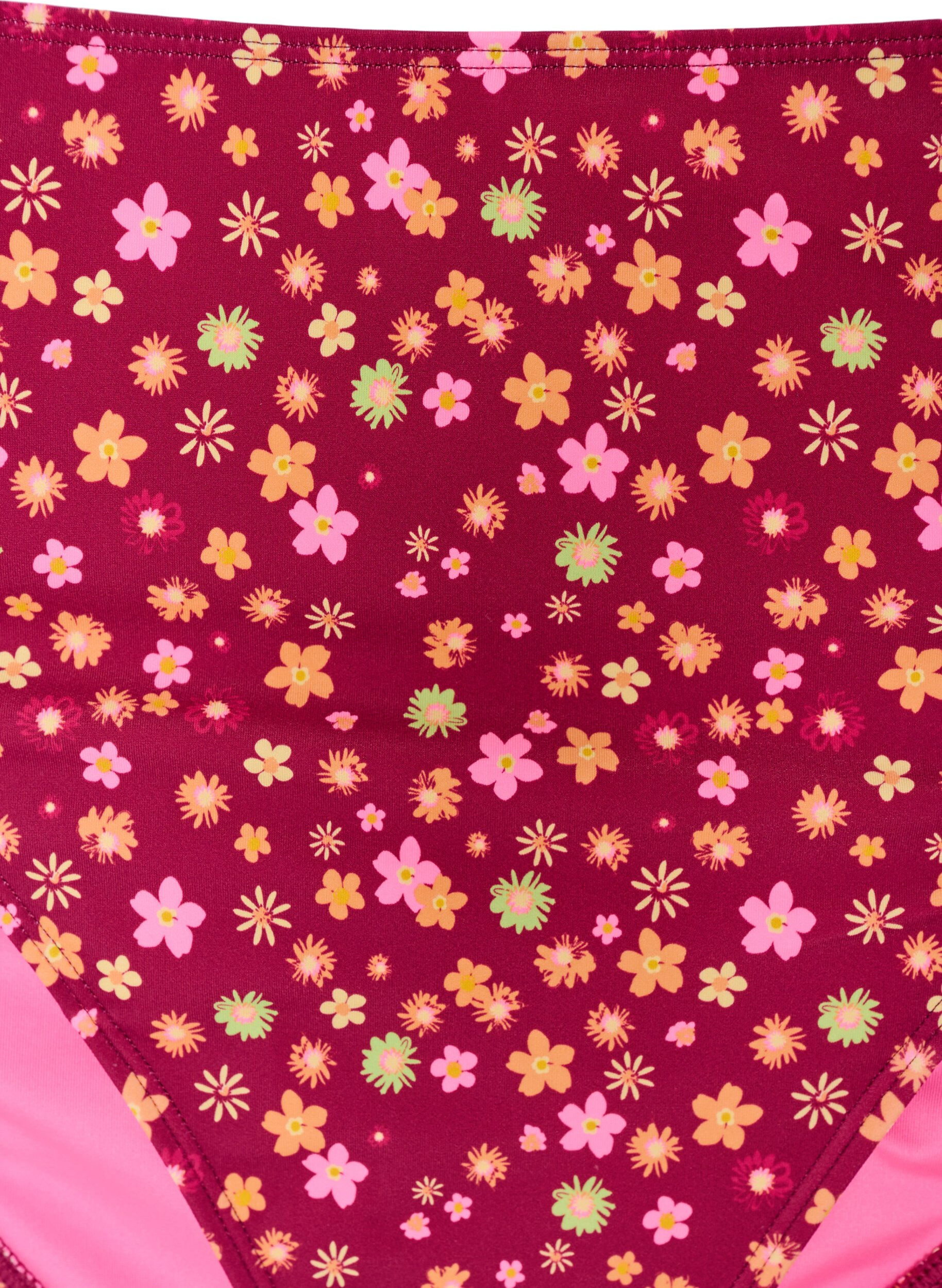 Zizzi Figi damskie Tai zawiazywane na kokardke i nadrukiem kwiatowym, Czerwony, Packshot image number 2