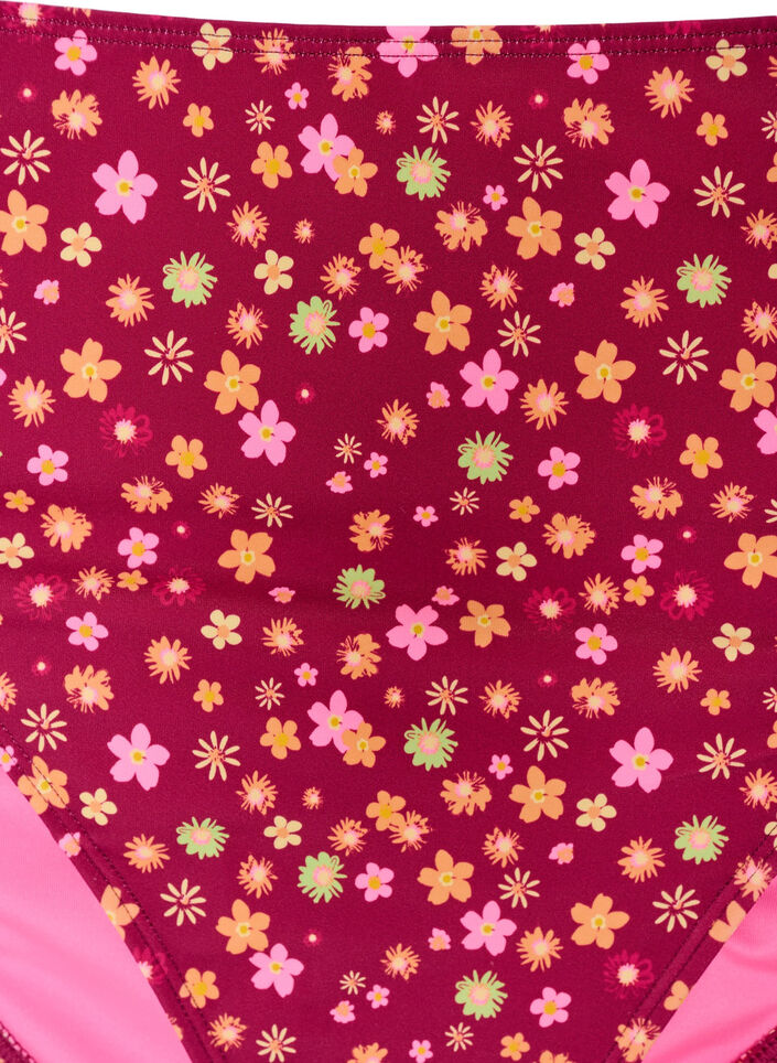 Figi damskie Tai zawiazywane na kokardke i nadrukiem kwiatowym, Czerwony, Packshot image number 2