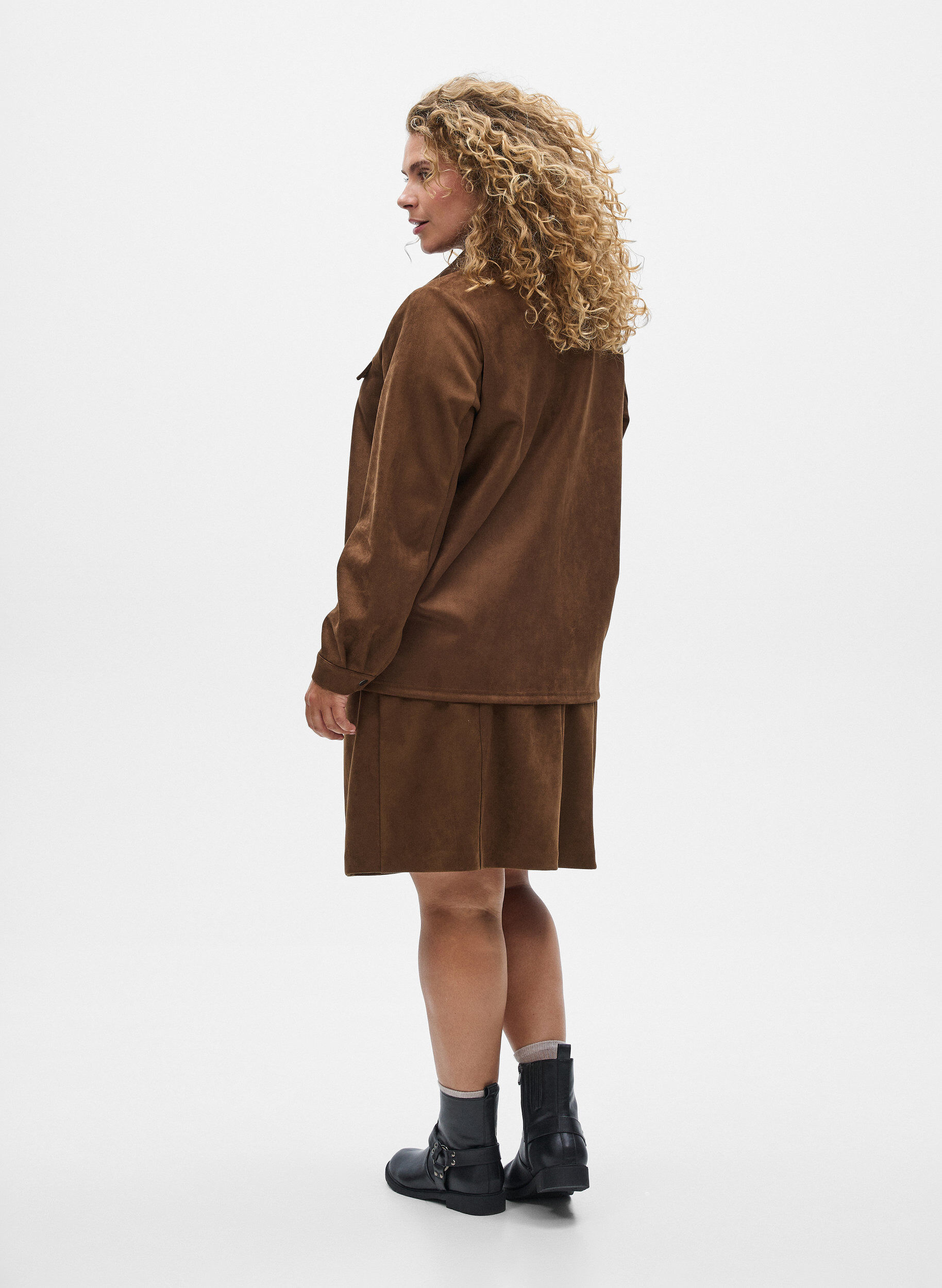 Zizzi Koszula z imitacji zamszu, Brązowy, Model image number 2