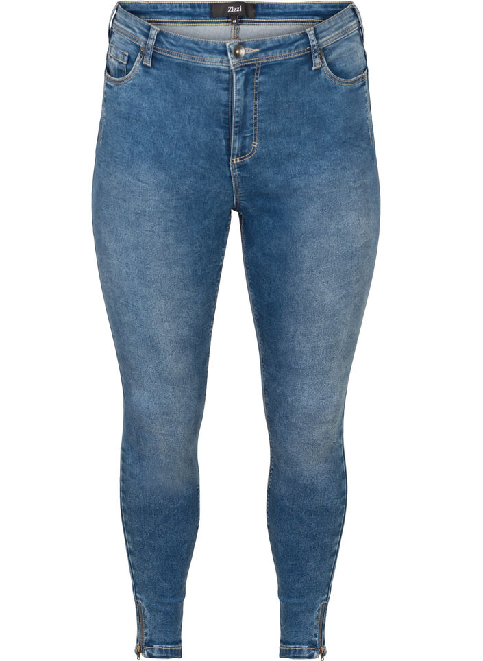 Jeansy Amy nad kostke z suwakiem, Niebieskie, Packshot image number 0