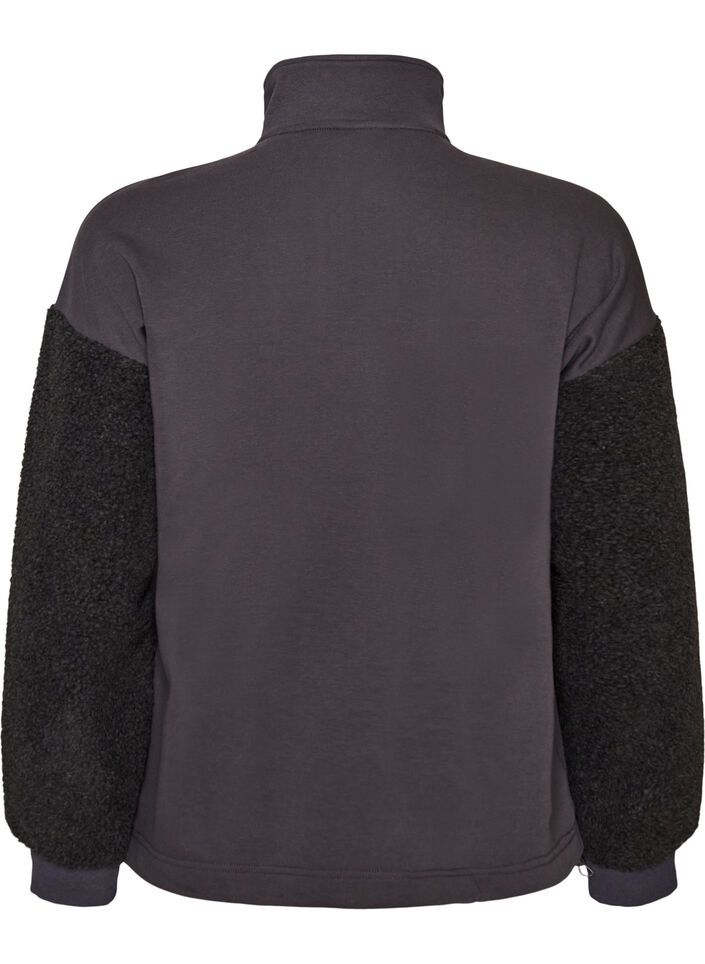 Bluza z podszewka z pluszu i wysokim kolnierzem, Ciemnoszary, Packshot image number 1