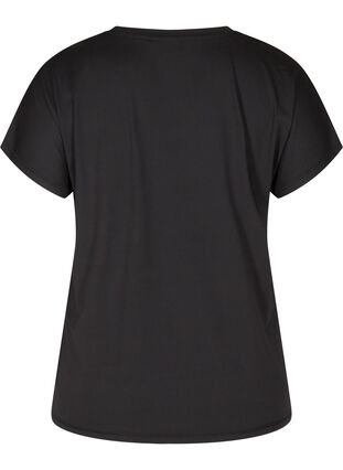 Sportowa koszulka z krótkim rekawem i dekoltem w szpic, Black, Packshot image number 1
