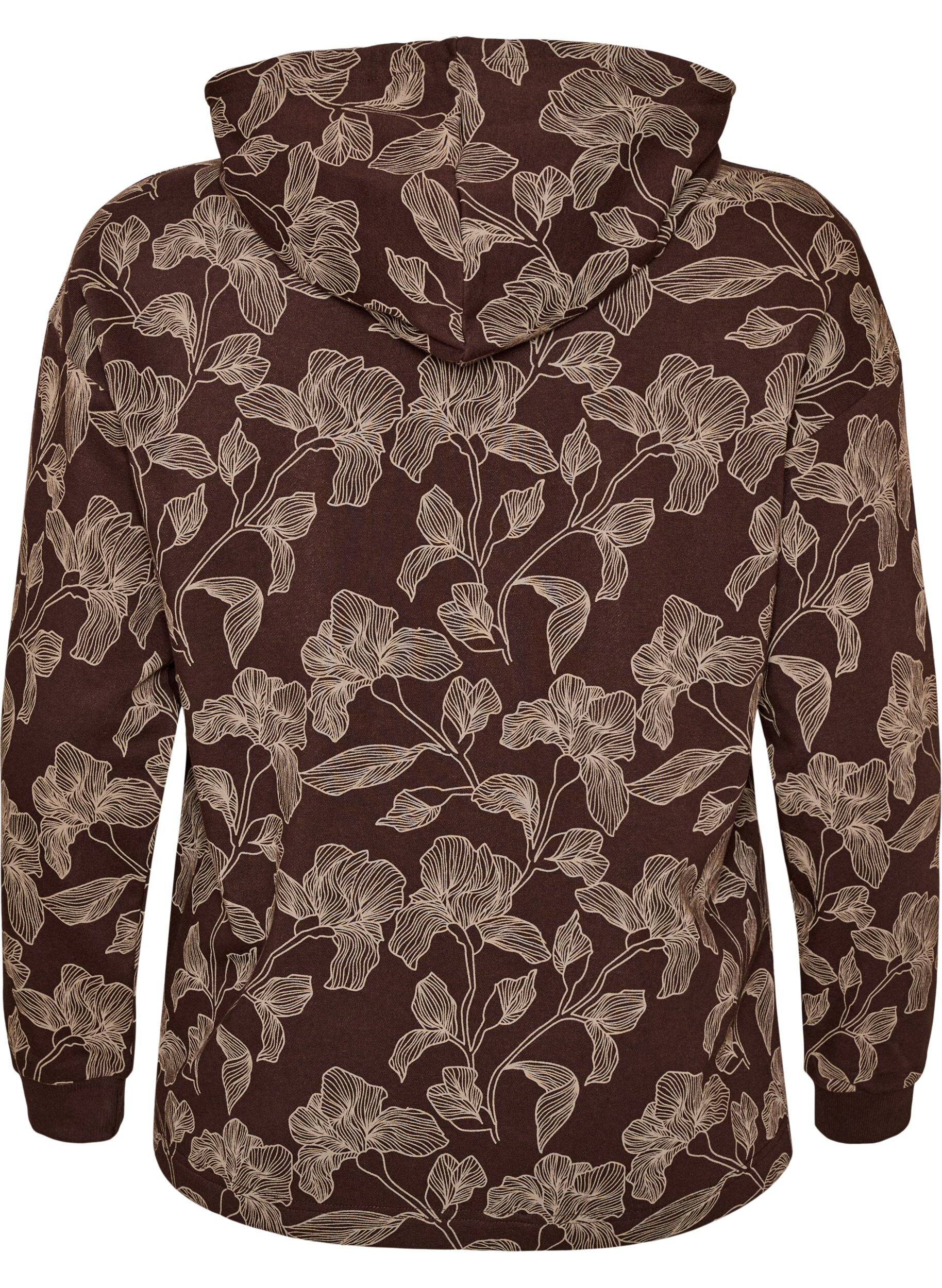 ZizziBluza z kapturem z nadrukiem na calej powierzchni, Brązowy, Packshot image number 1