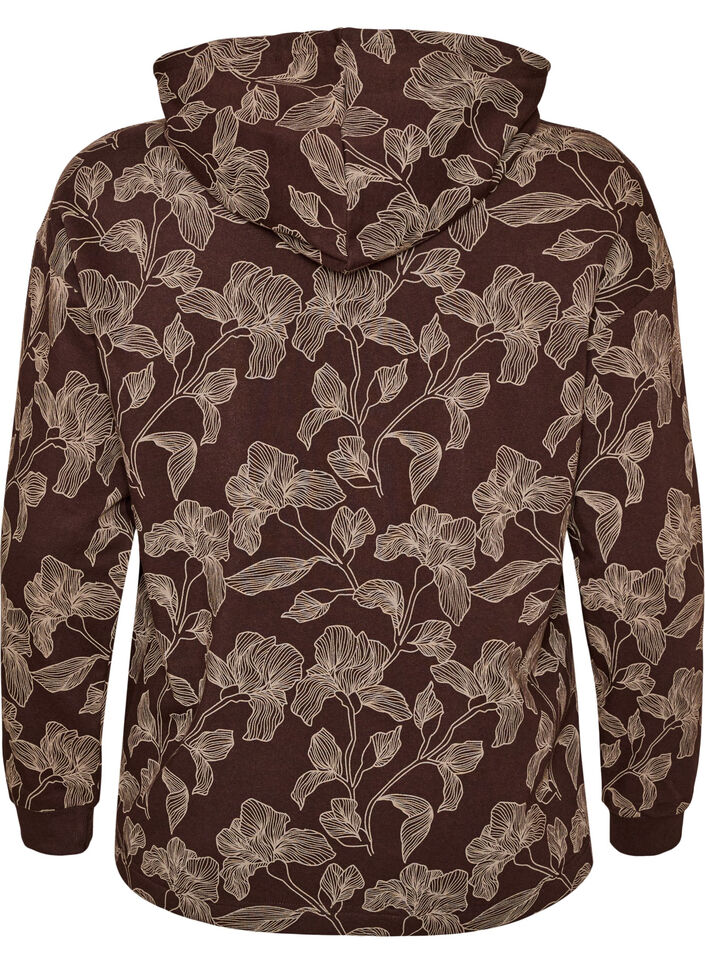 Bluza z kapturem z nadrukiem na calej powierzchni, Brązowy, Packshot image number 1