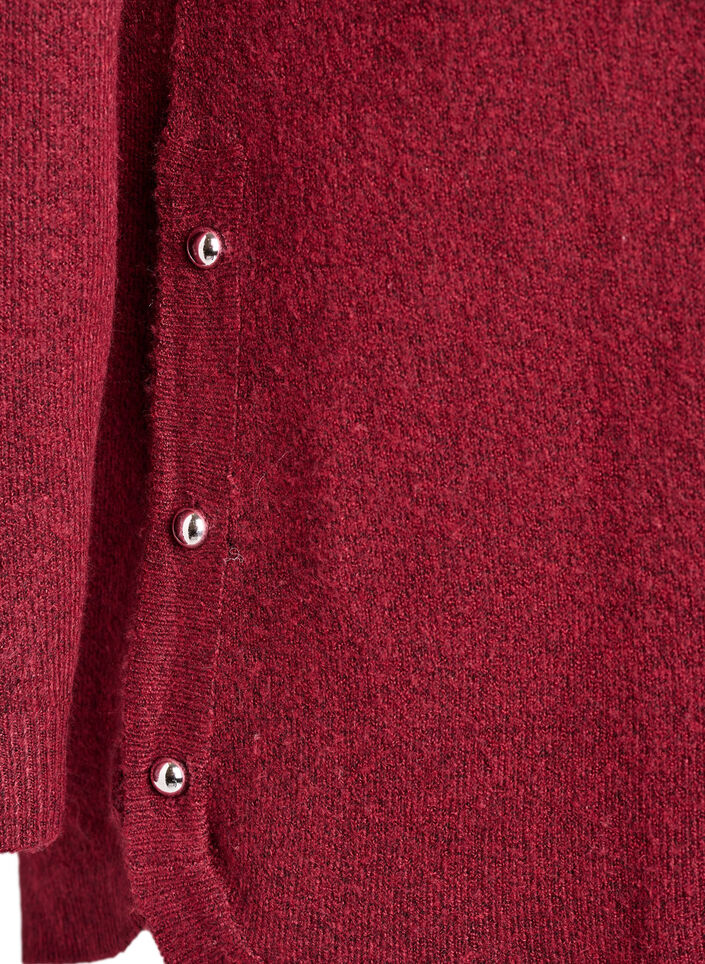 Dluga bluzka dzianinowa z guziki w ksztalcie kuli, Ciemnobordowy, Packshot image number 3