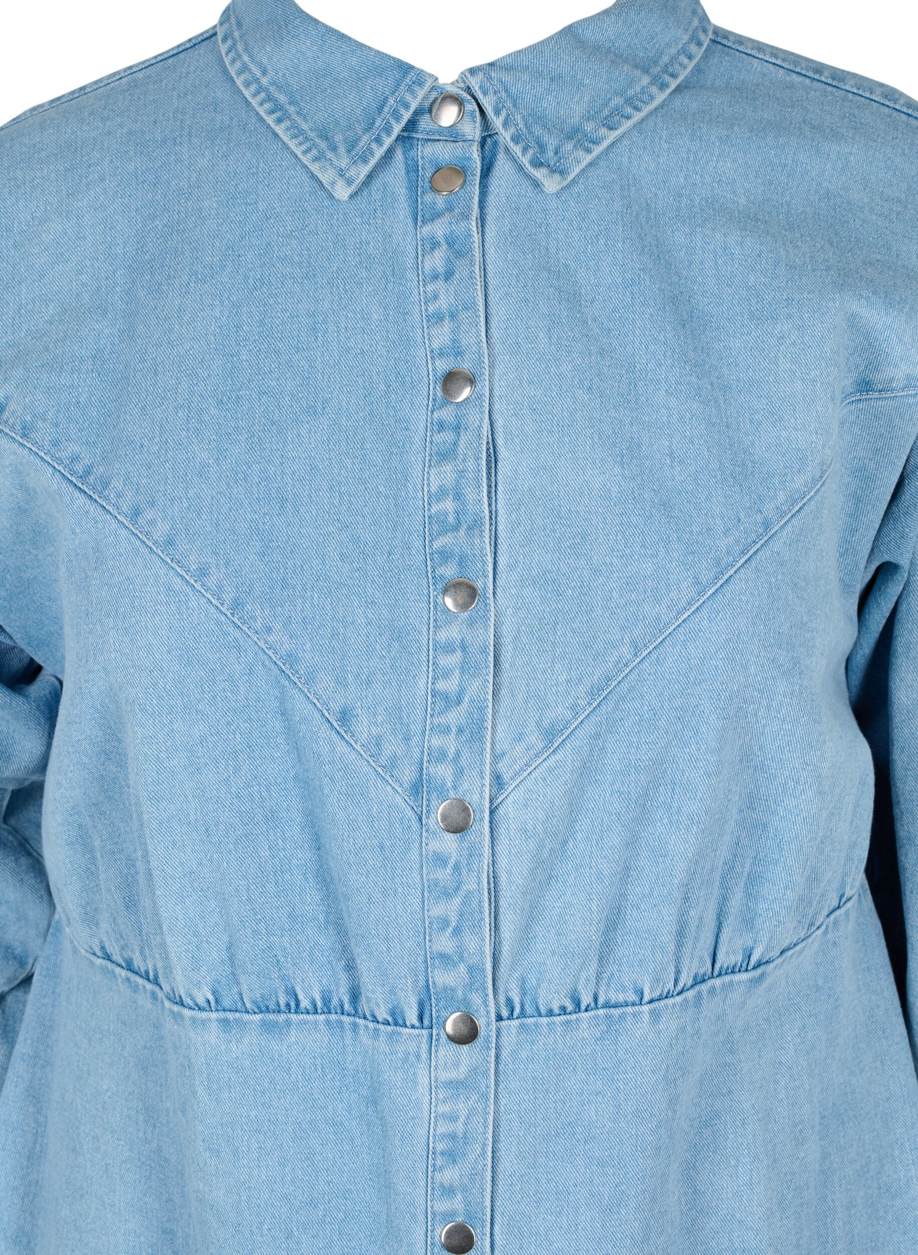 Zizzi Denim dress with buttons and long sleeves, Light blue denim, Packshot image number 2