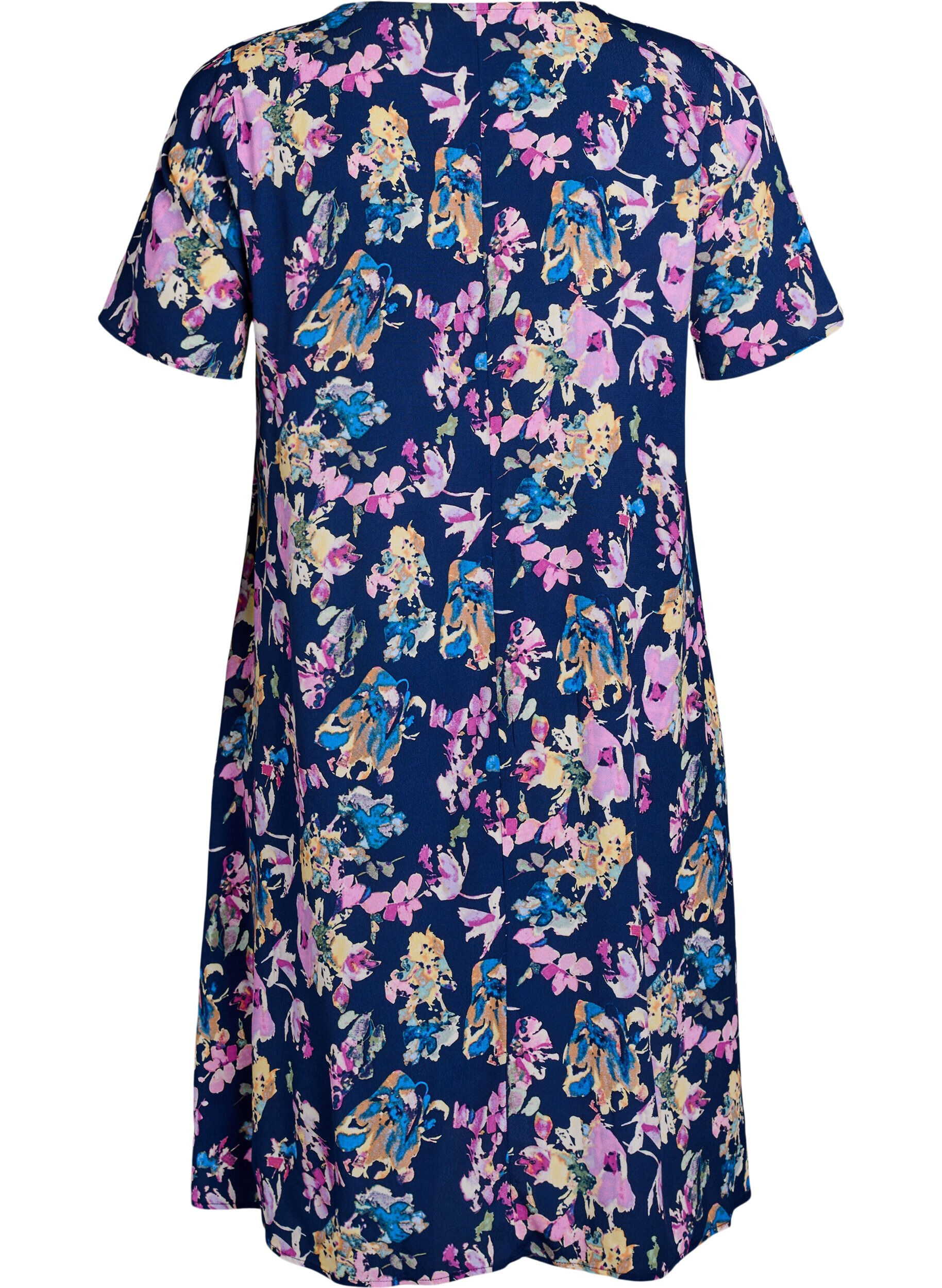 Zizzi Wiskozowa sukienka o linii A, Niebieskie, Packshot image number 1