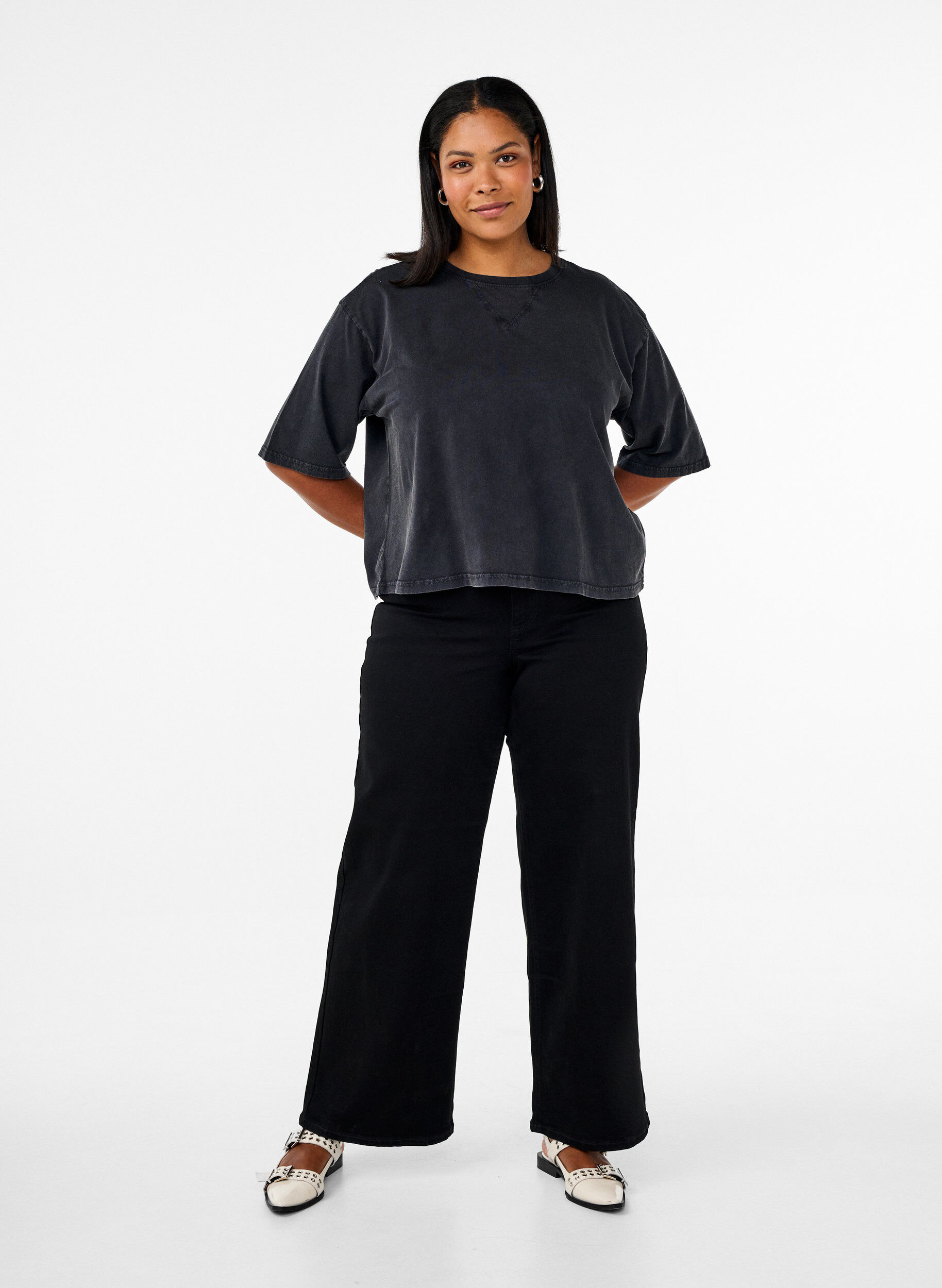 Zizzi Koszulka o pudelkowym fasonie z bawelny organicznej, Szary, Model image number 1