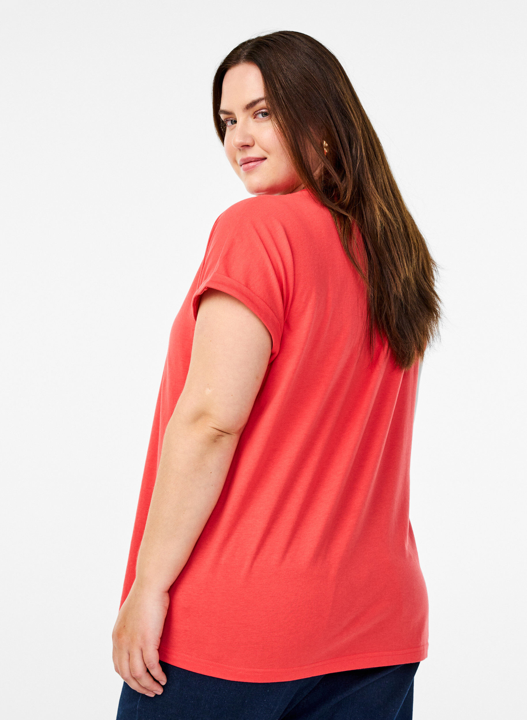 ZizziT-shirt z kr&oacute;tkim rekawem z mieszanki bawelny, Czerwony, Model image number 2