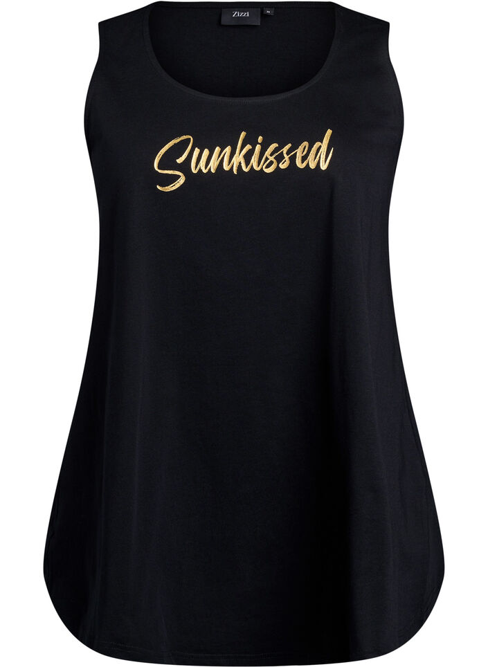 Bawelniany top o rozszerzanym fasonie, Czarne, Packshot image number 0