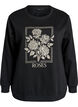 Bluza z nadrukiem w r&oacute;ze i krysztalkami, Czarne, Packshot image number 0