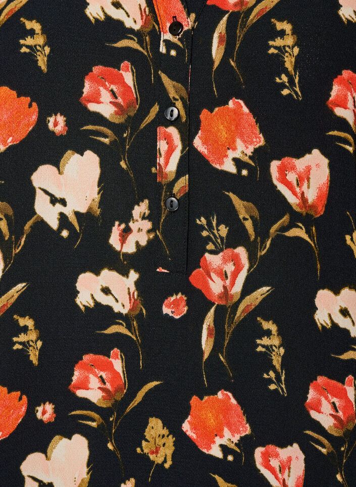 Bluzka z kr&oacute;tkim rekawem i dekoltem w serek, Czarne, Packshot image number 2