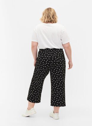 Luzne spodnie o dlugosci 7/8, Black Dot, Model image number 1