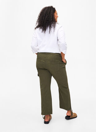Luzne, bawelniane spodnie bojówki, Ivy Green, Model image number 1