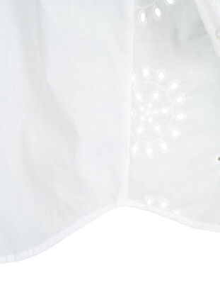 Bluzka koszulowa z haftem angielskim i rekawem 3/4, Bright White, Packshot image number 3
