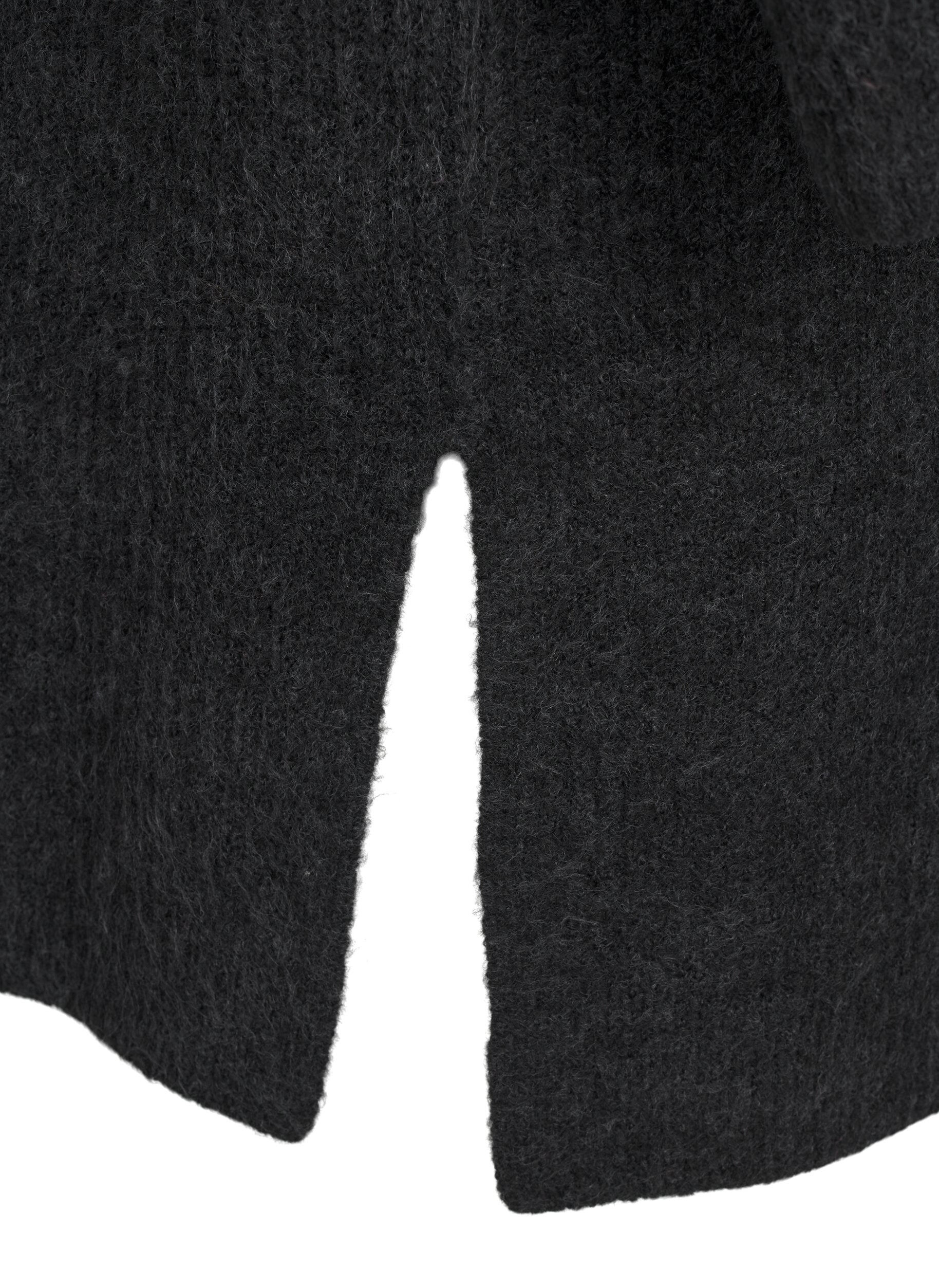 Zizzi FLASH &ndash; kardigan w prazki z rozcieciami, Dark Grey Melange, Packshot image number 3