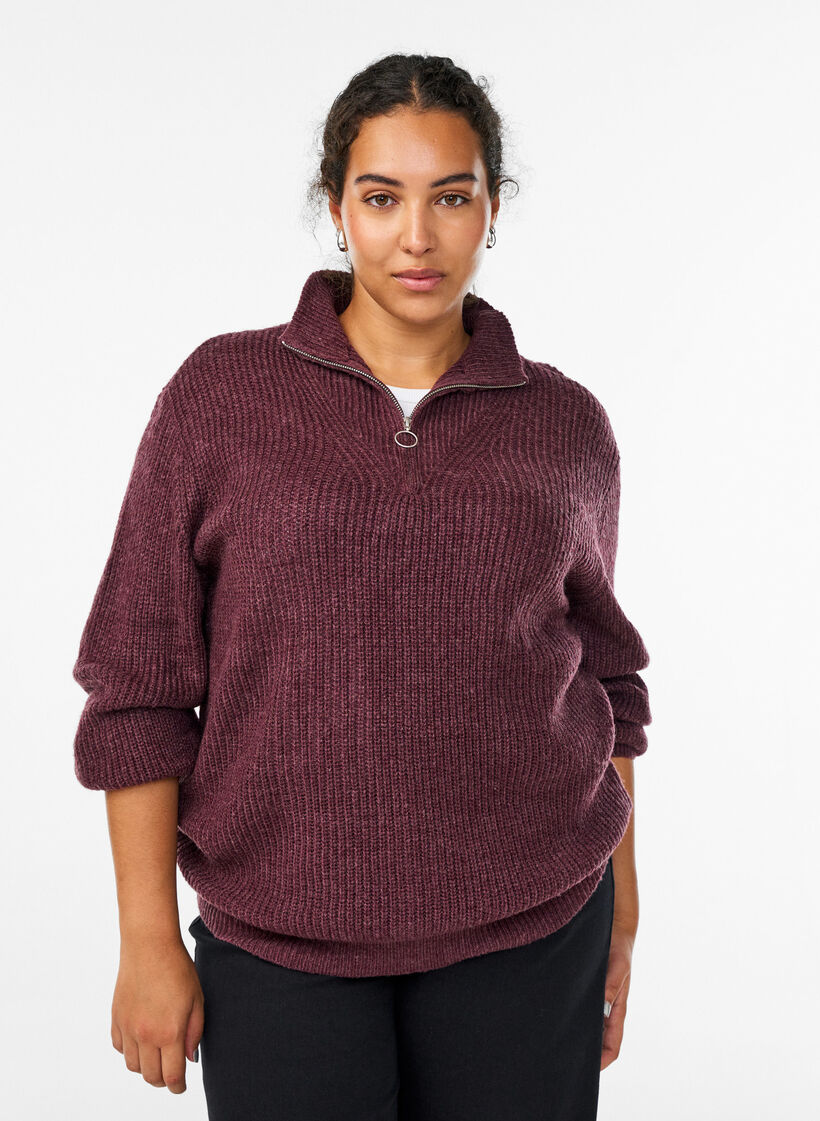 FLASH – dzianinowy golf z zamkiem, Czerwony, Model image number 0