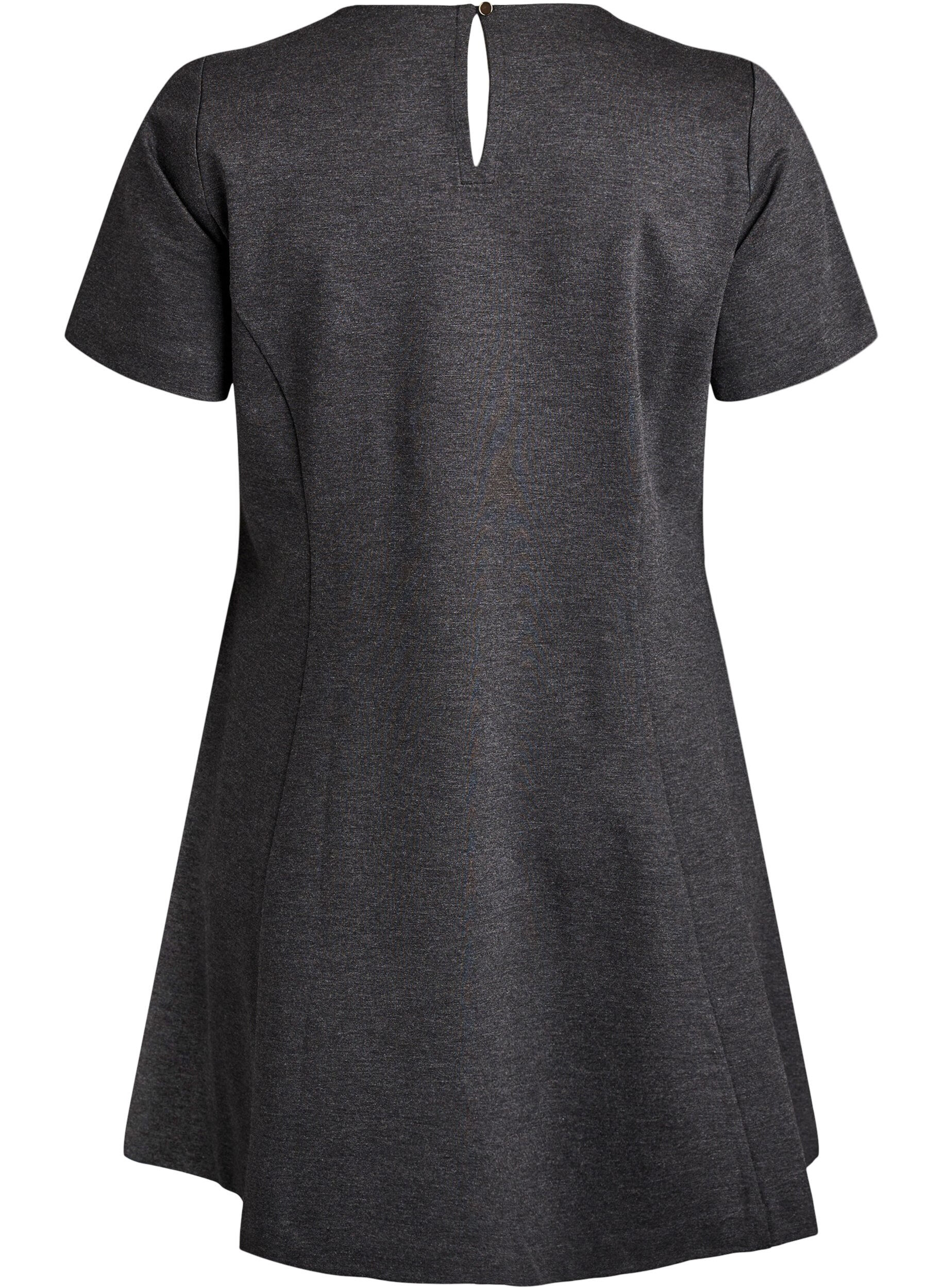 Zizzi Kr&oacute;tka sukienka z dzianiny o kroju w ksztalcie litery A, Ciemnoszary, Packshot image number 1