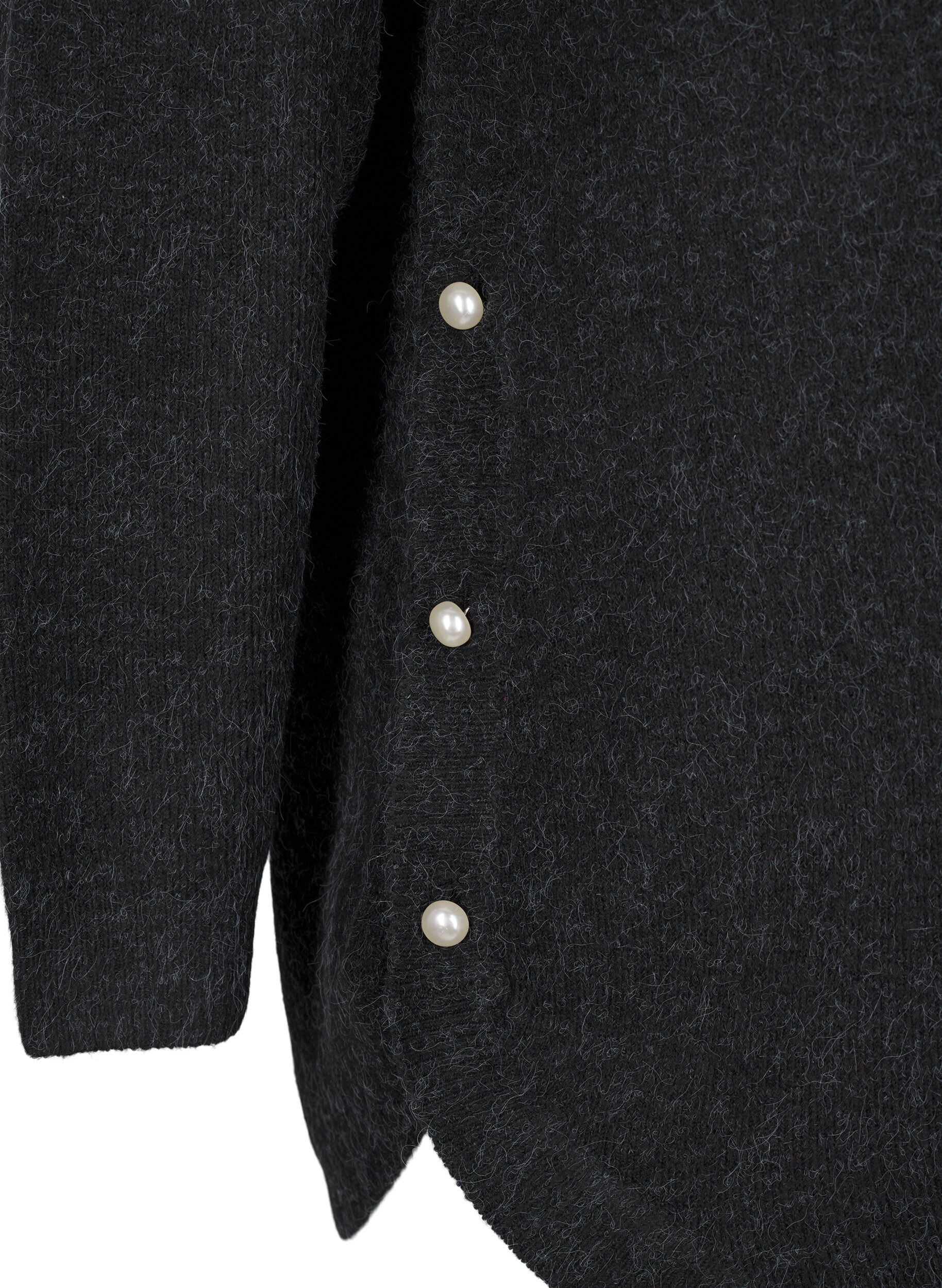 Zizzi Dzianinowa bluzka z koralikami, Dark Grey Melange, Packshot image number 3