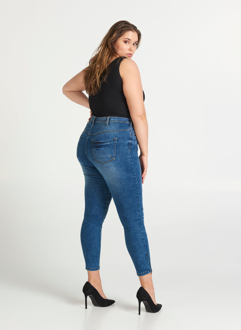 Jeansy Amy nad kostke z suwakiem, Niebieskie, Model image number 2