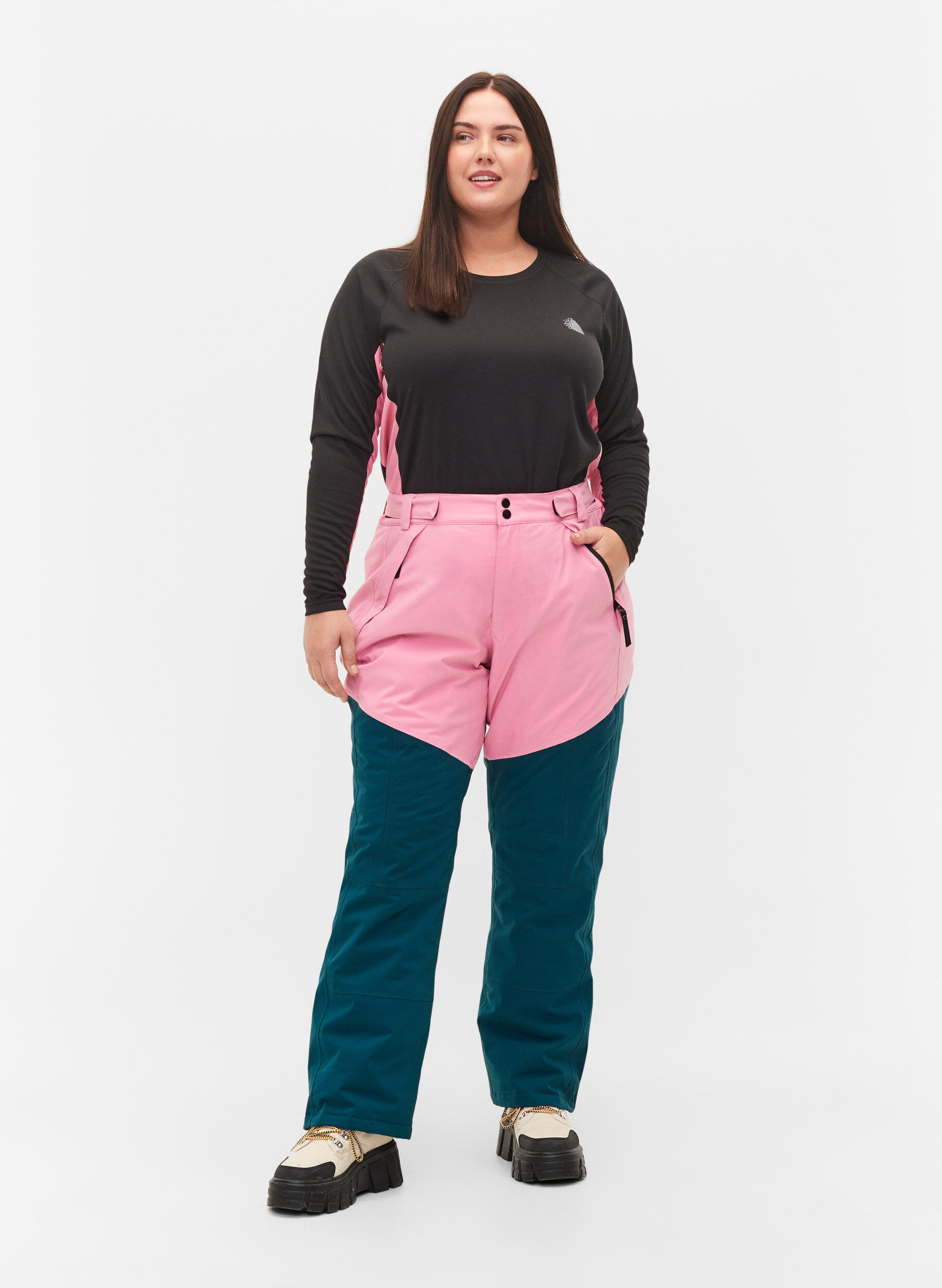 Zizzi Ski pants with pockets, Sea Pink Comb, Model image number 0