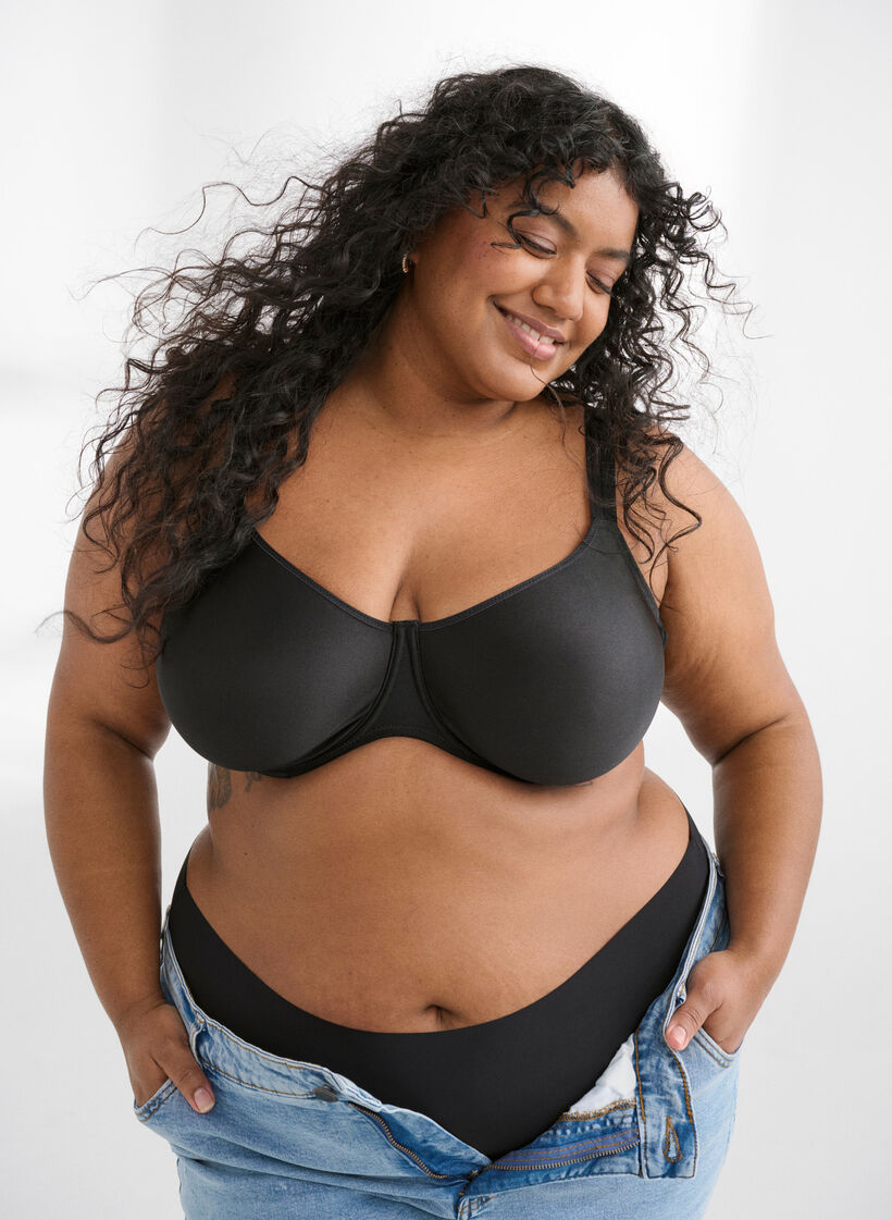 Formowany biustonosz z pelnym zabudowaniem i duzym wsparciem, Czarne, Image image number 0