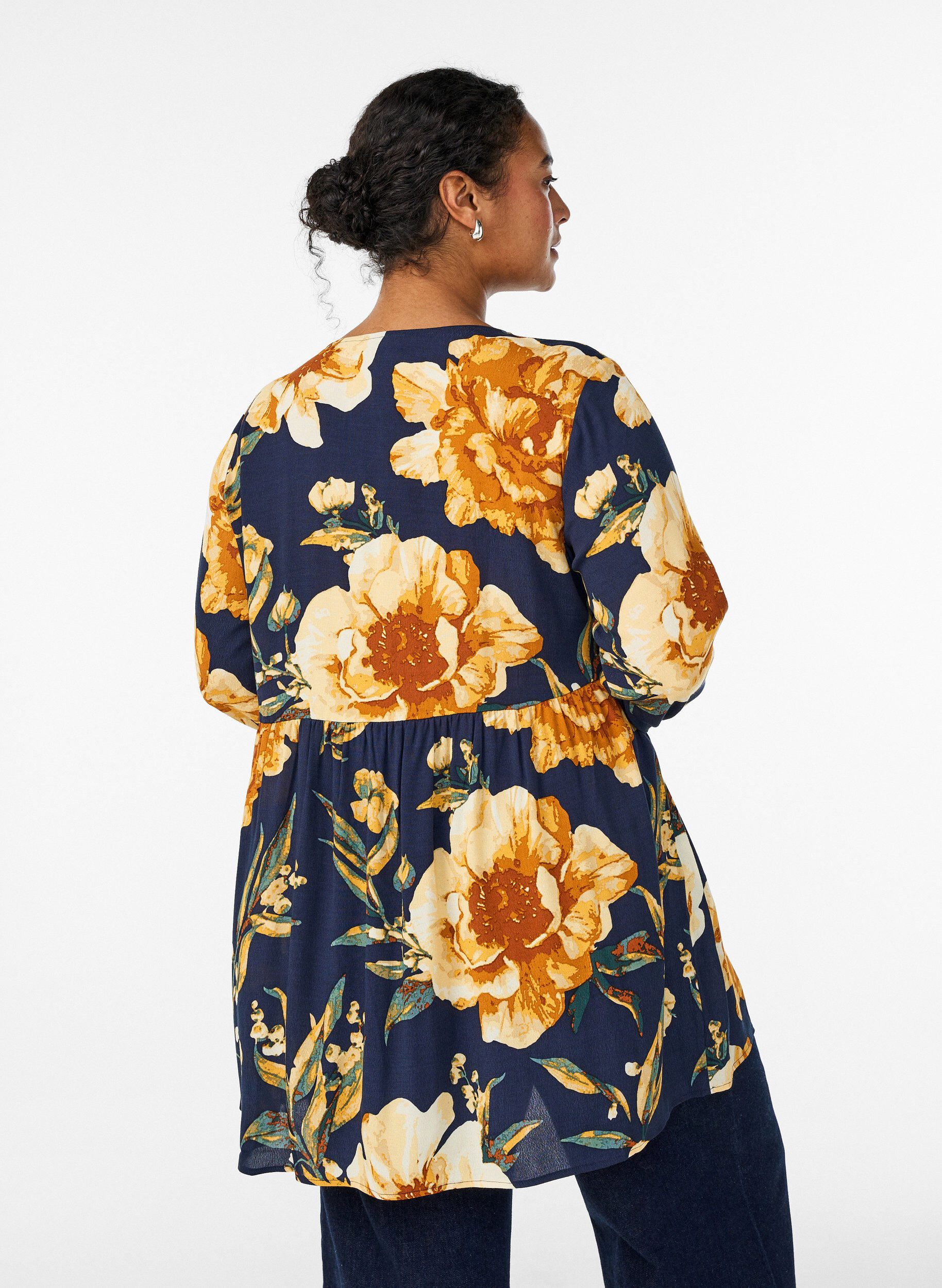 Zizzi Tunika z dlugim rekawem i szwem, Niebieskie, Model image number 2