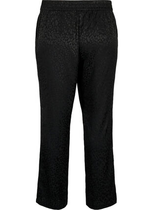 Wiskozowe spodnie zakardowe ton w ton, Black, Packshot image number 1