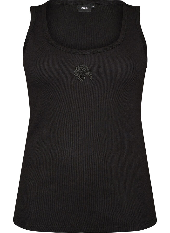 Dopasowany top z motywem, Czarne, Packshot image number 0