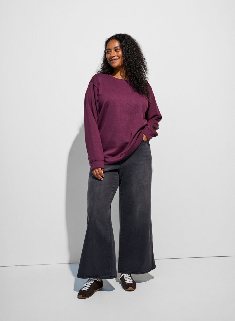 Bluza z okraglym dekoltem, Czerwony, Model image number 1