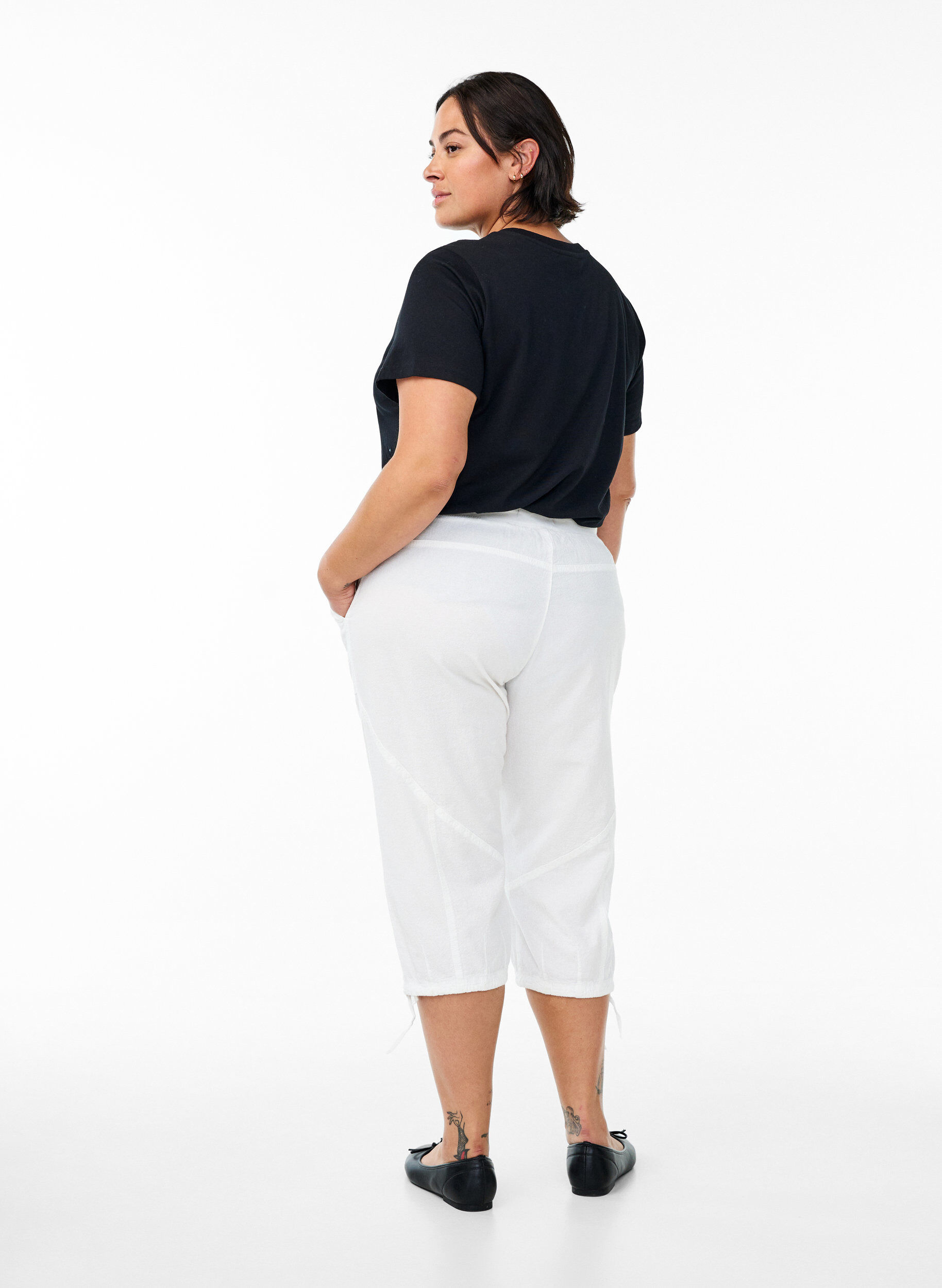ZizziBawelniane spodnie capri, Biały, Model image number 1
