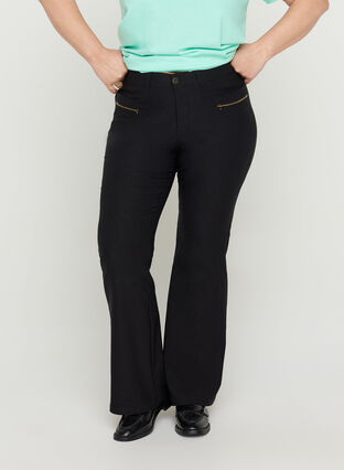  Spodnie bootcut, Black, Model image number 2