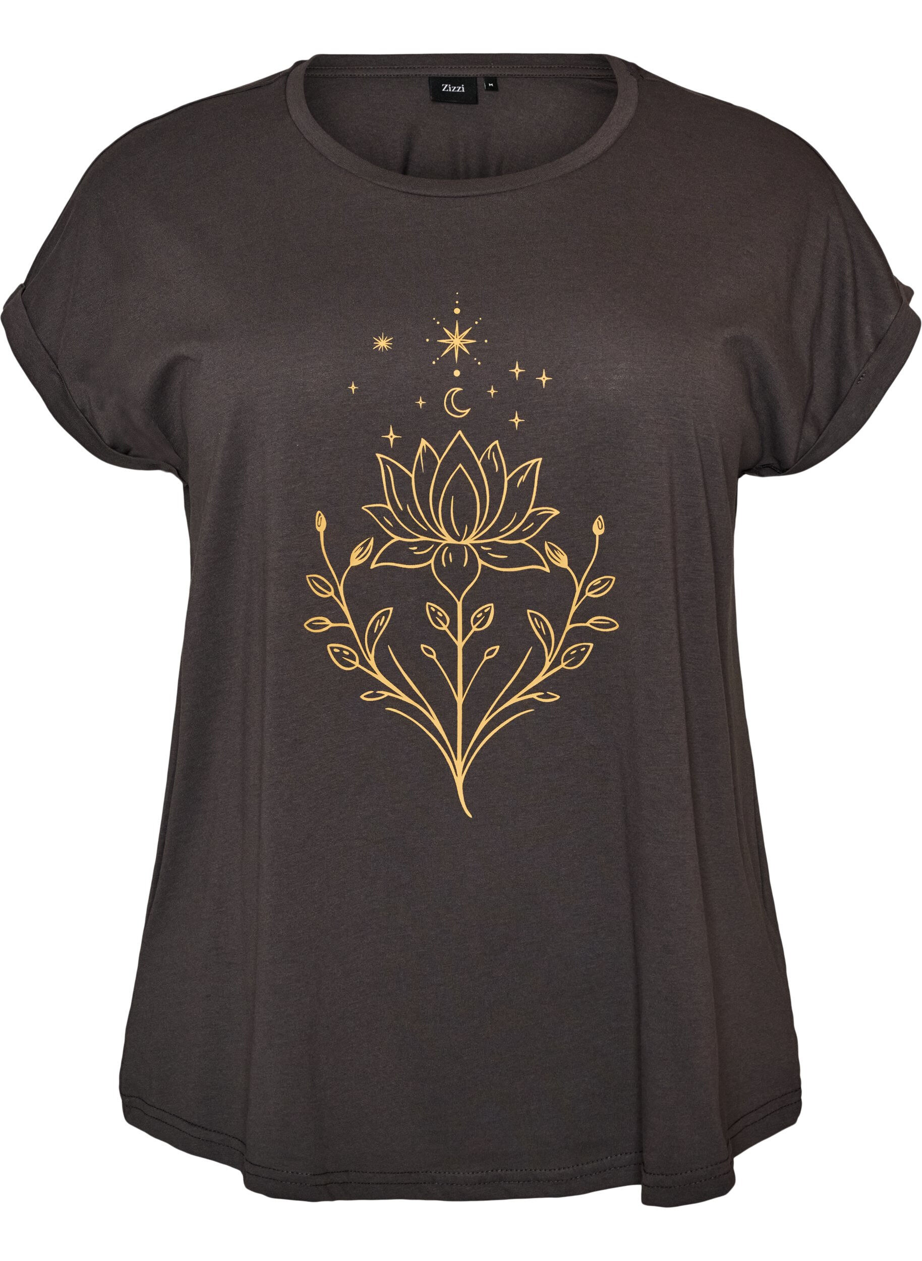 ZizziT-shirt z ozdobnym nadrukiem z przodu, Ciemnoszary, Packshot image number 0
