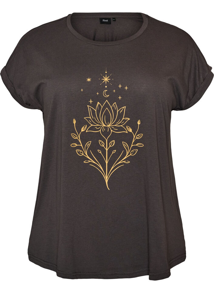 T-shirt z ozdobnym nadrukiem z przodu, Ciemnoszary, Packshot image number 0