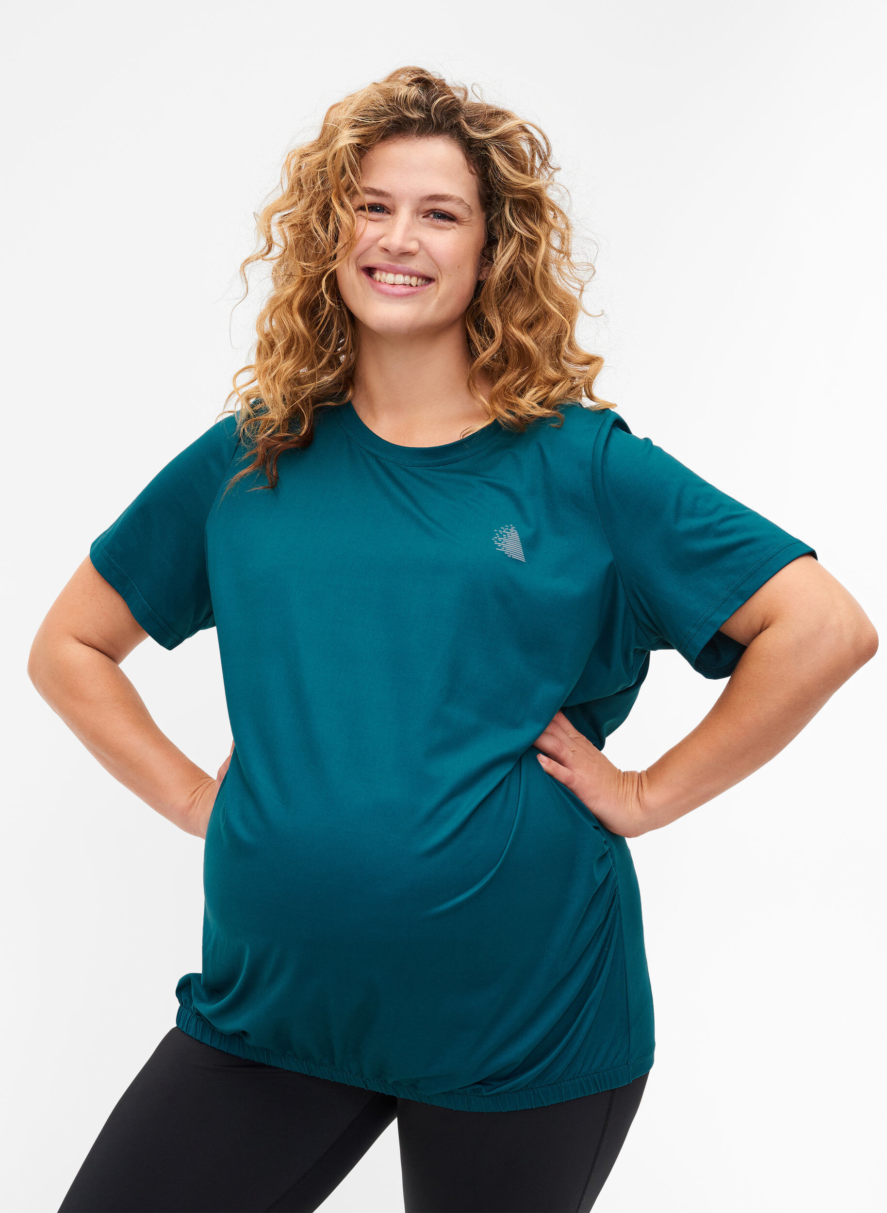 Zizzi Maternity gym t-shirt, Deep Teal, Model image number 0