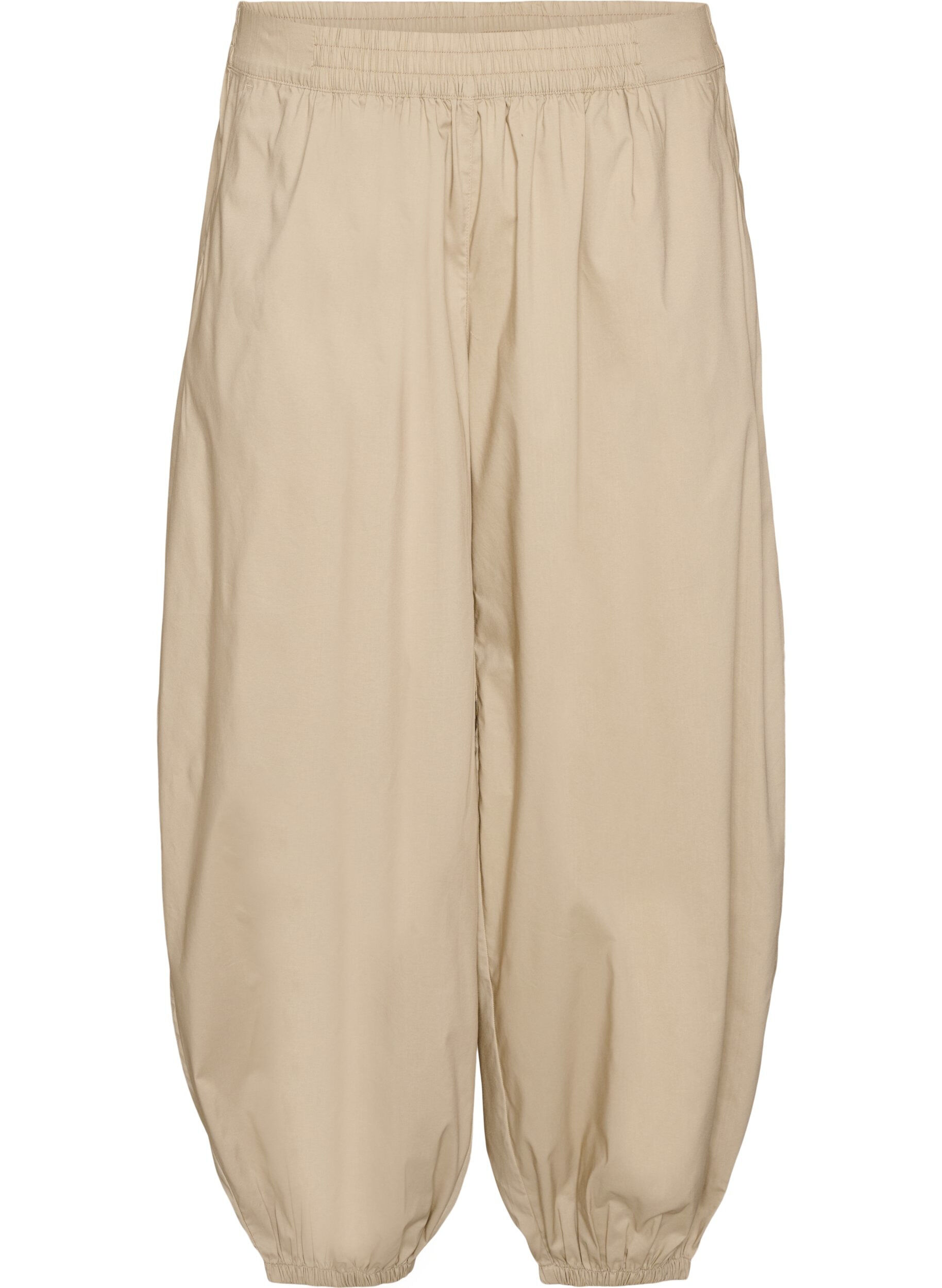 Spodnie balonowe z kieszeniami i elastycznym pasem w talii