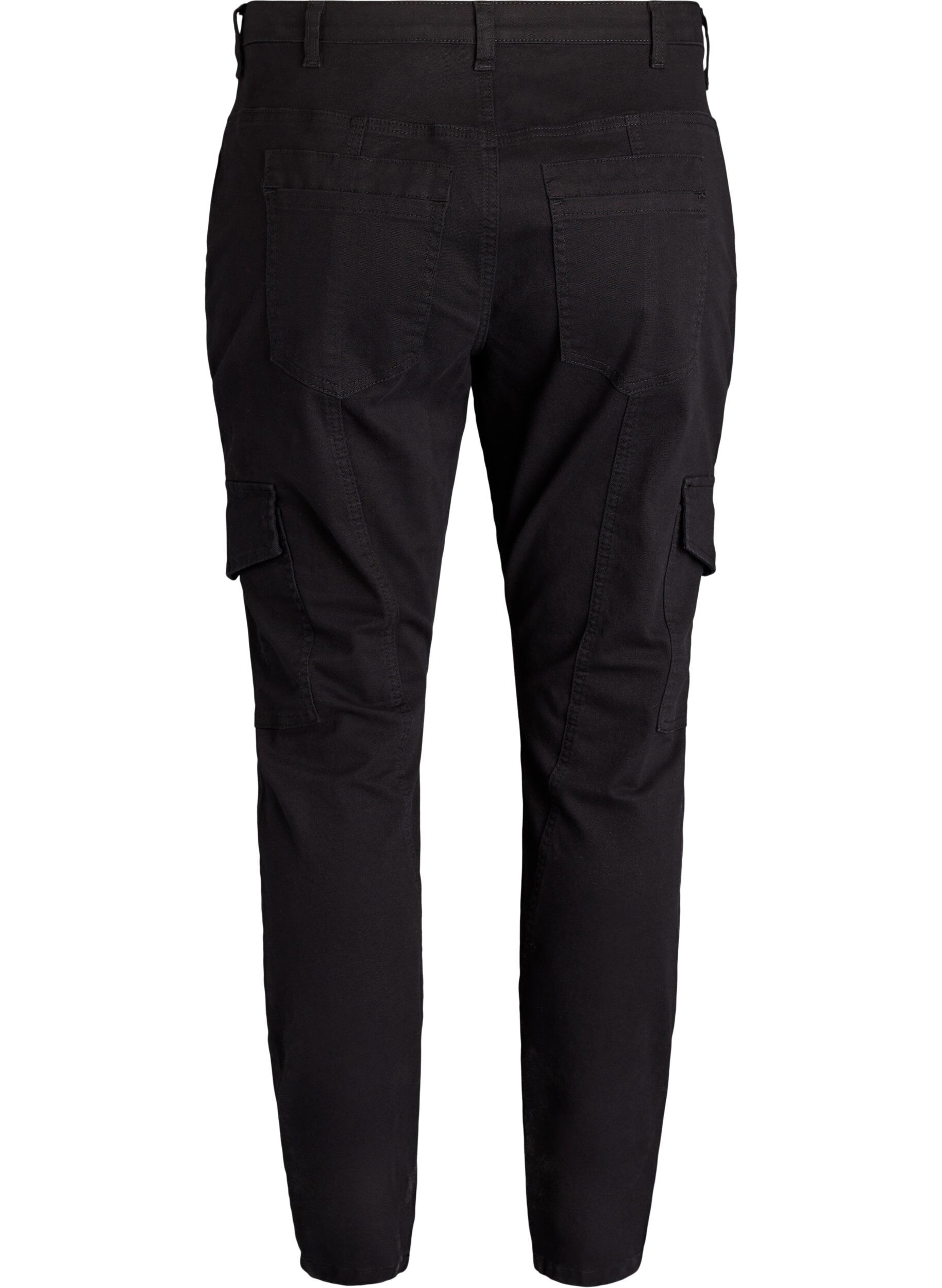 Zizzi Spodnie slim fit z kieszeniami cargo, Czarne, Packshot image number 1