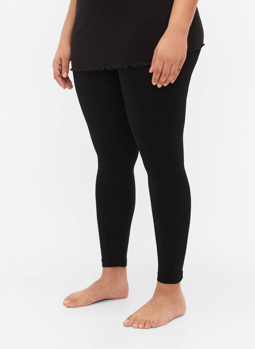 Bezszwowe legginsy Basic, Czarne, Model image number 3