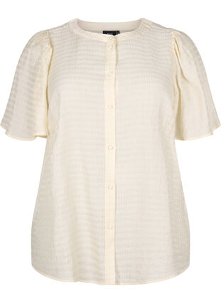 Bluzka koszulowa z lyocellu z faktura, Antique White, Packshot image number 0