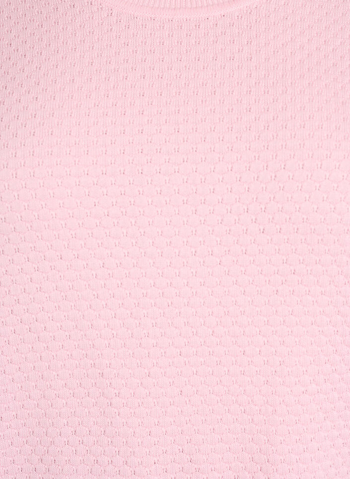Bluzka dzianinowa z bawelny z fakturowanym wzorem, Różowy, Packshot image number 2