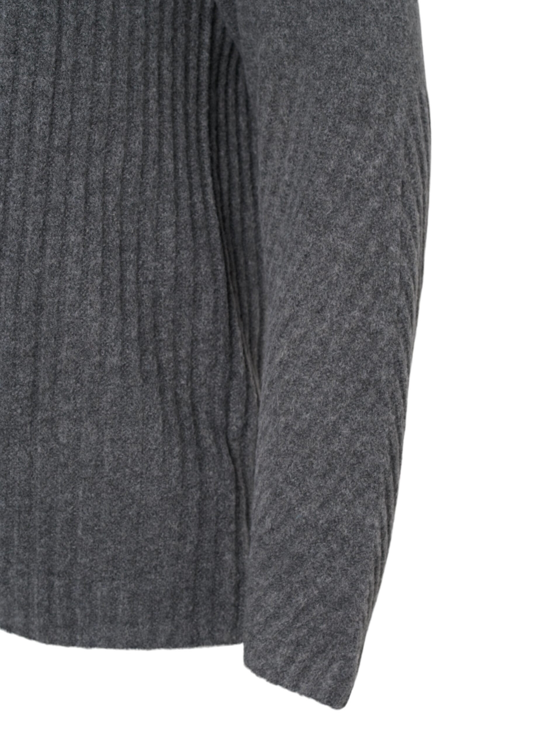 Zizzi Sweter z golfem o prazkowanej fakturze, Dark Grey Melange, Packshot image number 2
