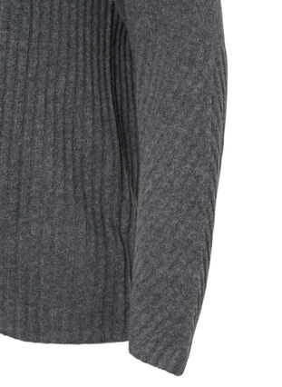 Sweter z golfem o prazkowanej fakturze, Dark Grey Melange, Packshot image number 2