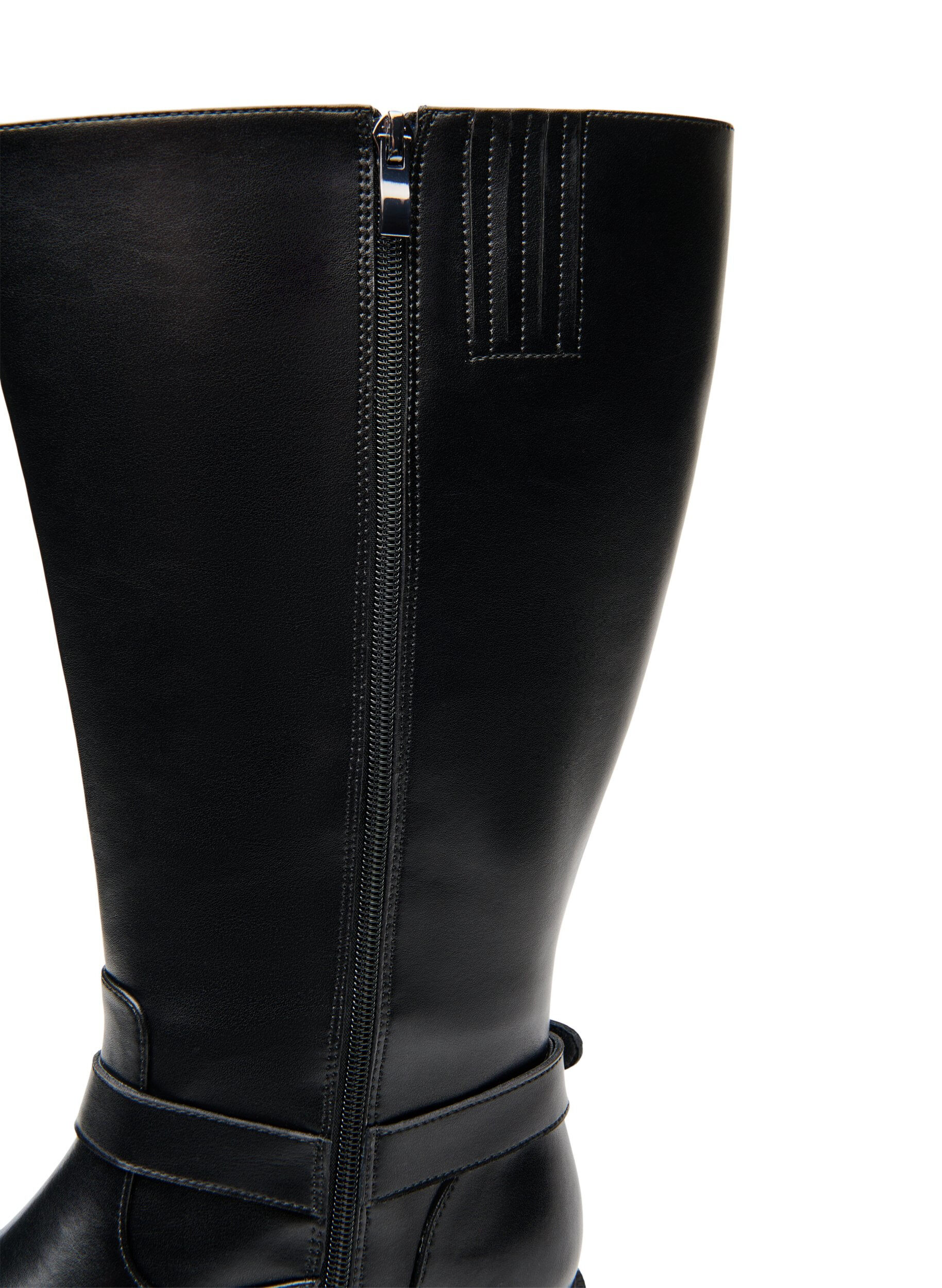 ZizziWysokie buty sk&oacute;rzane z ozdobnymi klamrami, Czarne, Packshot image number 3