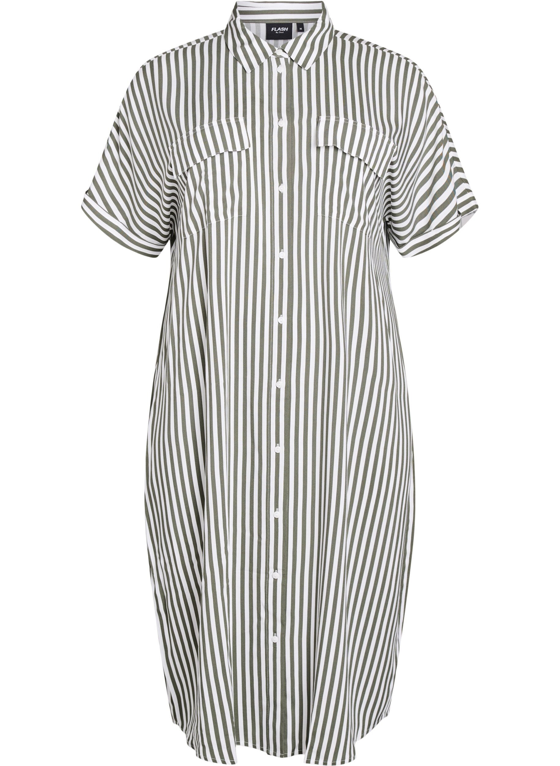 Zizzi FLASH &ndash; Dluga koszulowa sukienka z kr&oacute;tkim rekawem, Zielony, Packshot image number 0