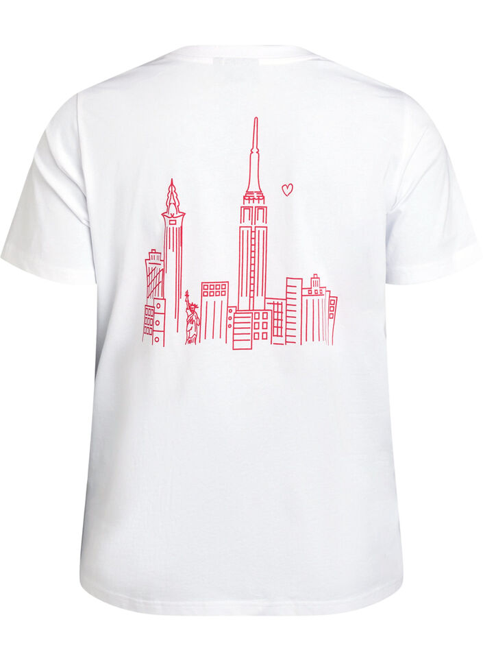 T-shirt z nadrukiem tekstowym i okraglym dekoltem, Biały, Packshot image number 1