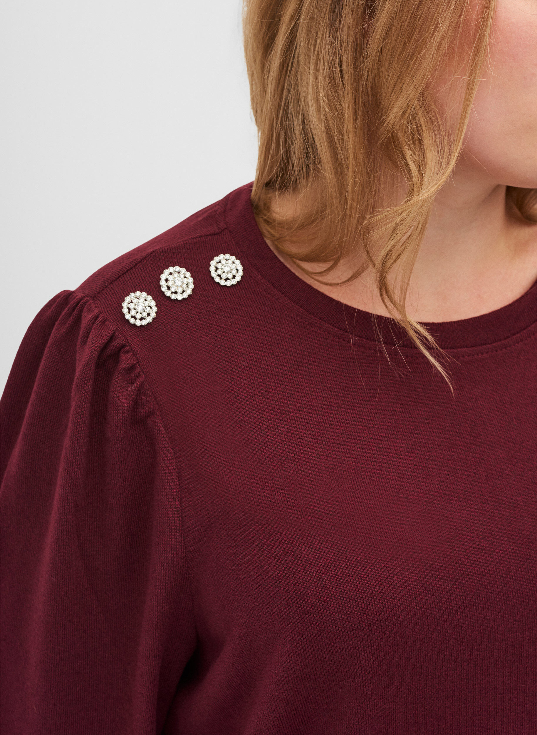 Zizzi Long-sleeved blouse with shoulder detail, Port Royal, Model image number 2
